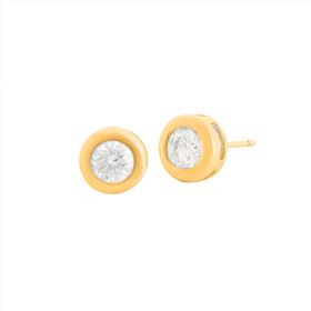 Imagem do produto Brinco Sparkle Pequeno com Moissanite 5MM Central e Aro Liso Folheado a Ouro 18K