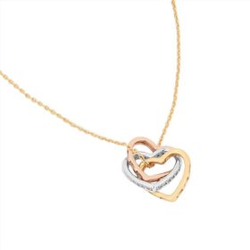 Imagem do produto Colar Ajustável com Três Pingentes Liso de Coração MIX Folheado a Ouro 18K