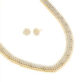 Imagem do produto Conjunto Colar e Brinco de Zircônias 1MM Folheado a Ouro 18K