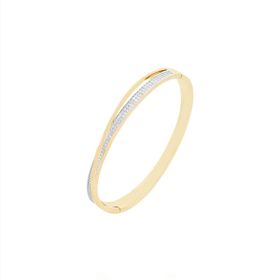 Imagem do produto Pulseira Bracelete Rígido Orgânico Torcido com Cravação de Zircônia Folheado a Ouro 18K