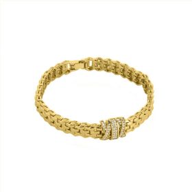 Imagem do produto Pulseira Lisa com Cinco Fileiras Cravejadas de Zircônia Folheado a Ouro 18K