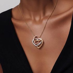 Imagem do produto Colar Ajustável com Três Pingentes Liso de Coração MIX Folheado a Ouro 18K