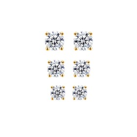 Imagem do produto Brinco KIT Solitários Ponto de Luz 2,5MM 3MM e 4MM em Prata 925 Folheado a Ouro 18K