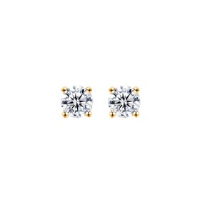 Imagem do produto Brinco Solitário Ponto de Luz Zircônia 5MM em Prata 925 Folheado a Ouro 18K