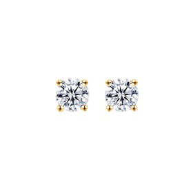 Imagem do produto Brinco Solitário Ponto de Luz Zircônia 6MM em Prata 925 Folheado a Ouro 18K