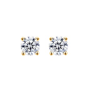 Imagem do produto Brinco Solitário Ponto de Luz Zircônia 8MM em Prata 925 Folheado a Ouro 18K