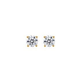 Imagem do produto Brinco Solitário Ponto de Luz Moissanite 4MM 4 Garras em Prata 925 Folheado a Ouro 18K