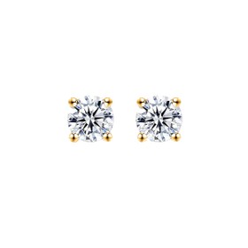 Imagem do produto Brinco Solitário Ponto de Luz Moissanite 6,5MM 4 Garras em Prata 925 Folheado a Ouro 18K