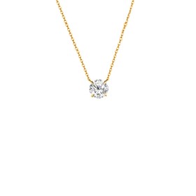Imagem do produto Colar Solitário Ponto de Luz Moissanite 4MM 4 Garras em Prata 925 Folheado a Ouro 18K