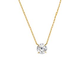 Imagem do produto Colar Solitário Ponto de Luz Moissanite 6,5MM 4 Garras em Prata 925 Folheado a Ouro 18K