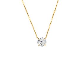 Imagem do produto Colar Solitário Ponto de Luz Moissanite 6MM 4 Garras em Prata 925 Folheado a Ouro 18K