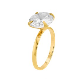 Imagem do produto Anel Solitário Zircônia com Aro Liso Folheado a Ouro 18K