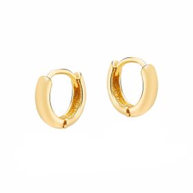 Imagem do produto Brinco Argola de Click Aro Liso Abaluado Médio Folheado a Ouro 18K