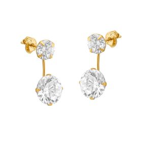 Imagem do produto Brinco Ponto de Luz Duplo Pendente Zircônia Folheado a Ouro 18K
