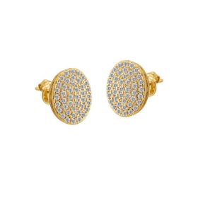 Imagem do produto Conjunto de Colar e Brincos Cravejados em Pavê Folheado a Ouro 18K