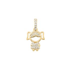 Imagem do produto Pingente Menina Cravejado com Zircônias Folheado a Ouro 18K