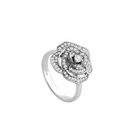 Imagem do produto Anel Moissanite 0.37CT Rosa Cravejada e Vazada em Prata 925
