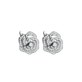Imagem do produto Brinco Moissanite 0.37CT Argola de Click Rosa Cravejada e Vazada em Prata 925
