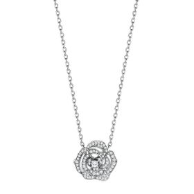 Imagem do produto Colar Moissanite 0.37CT Rosa Cravejada e Vazada em Prata 925