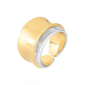 Imagem do produto Anel Aro Largo Aberto MIX Fosco Desing Orgânico Folheado a Ouro 18K