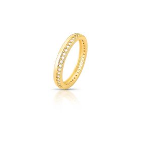 Imagem do produto Anel Aparador Aro Duplo Cravejado com Zircônias e Liso Folheado a Ouro 18K