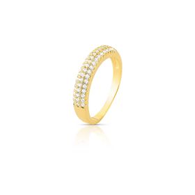 Imagem do produto Anel Aparador Aro Duplo Cravejado com Zircônias Folheado a Ouro 18K