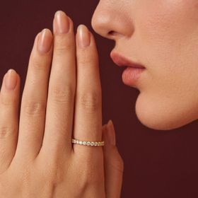 Imagem do produto Anel Aparador com Linha Cravejado com Zircônias 2MM Folheado a Ouro 18K