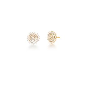 Imagem do produto Brinco Redondo Flor Cravejada Vazado Folheado a Ouro 18K