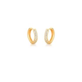 Imagem do produto Brinco Argola de Click Cravejada com 3 Linhas de Zircônia Folheado a Ouro 18K
