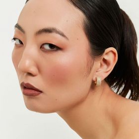 Imagem do produto Brinco Argola de Click Grossa com Cravação de Zircônia Folheado a Ouro 18K