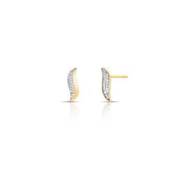 Imagem do produto Brinco Pequeno Curvo Trabalhado com Cravação de Zircônia Folheado a Ouro 18K
