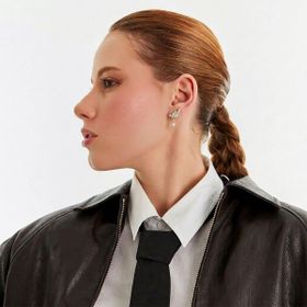 Imagem do produto Brinco EarCuff Gotas de Zircônia Curvo Vazado Pendente Folheado a Ouro 18K