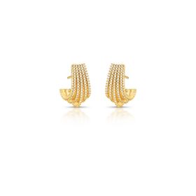 Imagem do produto Brinco Meia Argola 5 Linhas Cravejado de Zircônias Folheado a Ouro 18K