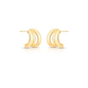 Imagem do produto Brinco Meia Argola Tripla Liso Folheado a Ouro 18K