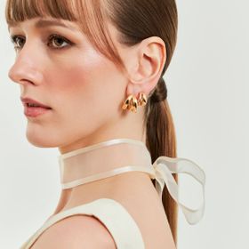 Imagem do produto Brinco Meia Argola Tripla Liso Folheado a Ouro 18K
