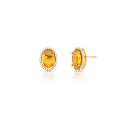 Imagem do produto Brinco Citrino Oval com Cravação de Zircônia Folheado a Ouro 18K