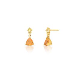 Imagem do produto Brinco Gota Citrino Pendente com Pontos de Luz Degradê na Base Folheado a Ouro 18K
