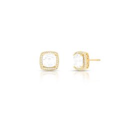 Imagem do produto Brinco Cristal Quadrado com Cravação na Volta Folheado a Ouro 18K