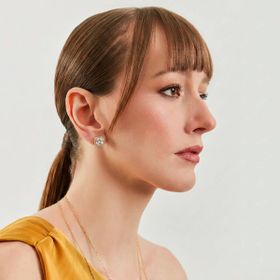 Imagem do produto Brinco Cristal Quadrado com Cravação na Volta Folheado a Ouro 18K