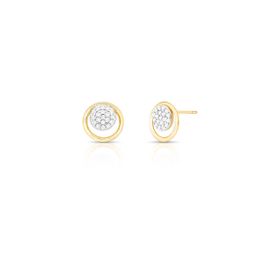 Imagem do produto Brinco Redondo Liso com Pavê interior Cravejado Folheado a Ouro 18K