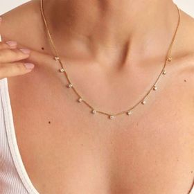 Imagem do produto Colar Chocker com Zircônias 2MM Ponto de Luz Folheado a Ouro 18K