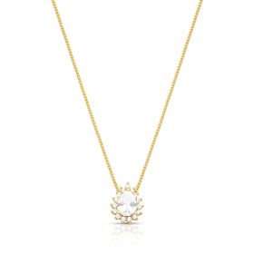 Imagem do produto Colar Cristal Gota 7X6MM com Contorno Cravejado de Zircônias Folheado a Ouro 18K