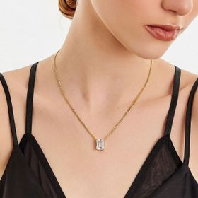 Imagem do produto Colar Cristal Zircônia Retangular 4 Garras Folheado a Ouro 18K
