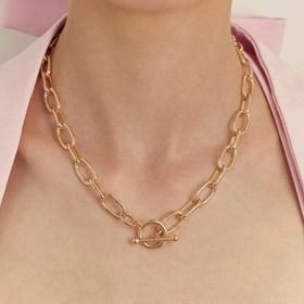 Imagem do produto Colar Elos Ovais e Retangular Intercalado Liso Folheado a Ouro 18K