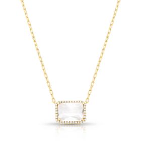 Imagem do produto Colar Malha Cartier com Cristal Retangular 14X10MM e Cravação Vazada de Zircônia Folheado a Ouro 18K