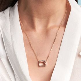 Imagem do produto Colar Malha Cartier com Cristal Retangular 14X10MM e Cravação Vazada de Zircônia Folheado a Ouro 18K