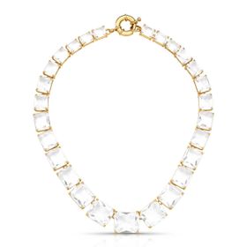 Imagem do produto Colar Riviera Degradê Cristais Quadrados Zircônia Folheado a Ouro 18K