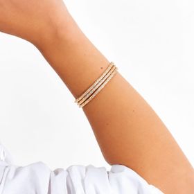 Imagem do produto Pulseira Bracelete com Zircônias 4 Linhas de Cravação Folheado a Ouro 18K