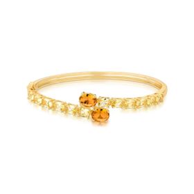Imagem do produto Pulseira Bracelete Cristais Ovais Citrino Vazado 12MM Folheado a Ouro 18K