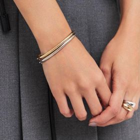 Imagem do produto Pulseira Bracelete Liso Abaluado Oval 4MM Folheado a Ouro 18K